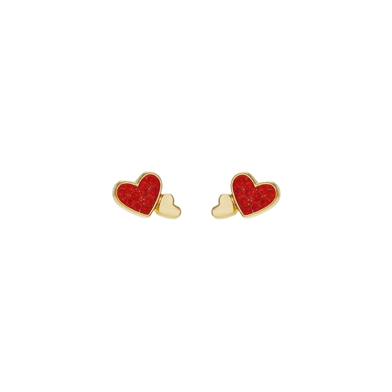 26323 RED RHINESTONE SMALL HEART STUD EARRINGS