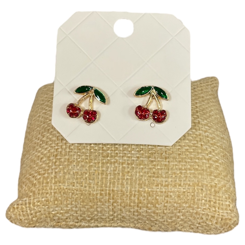 26324 RHINESTONE SMALL CHERRY STUD EARRINGS