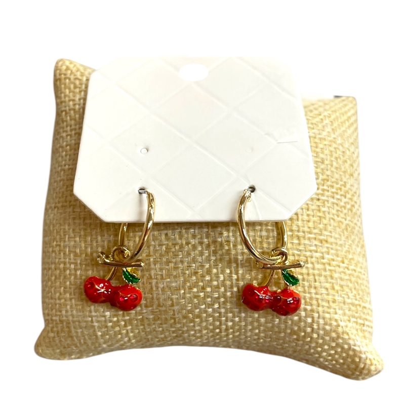 26362 SMALL HOOP CHERRY EARRINGS