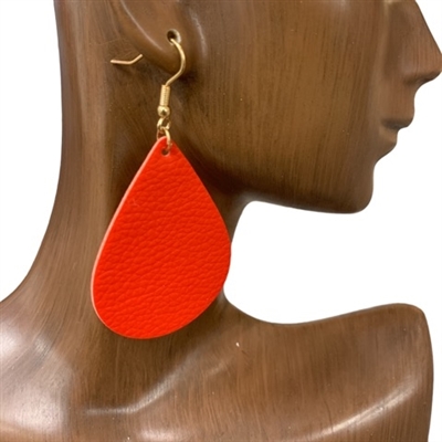 26423 SOLID COLOR SMALL TEARDROP LEATHER EARRINGS