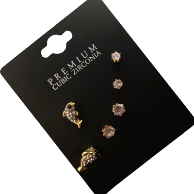 26462 SMALL DOLPHIN 3 PAIR STUD EARRINGS