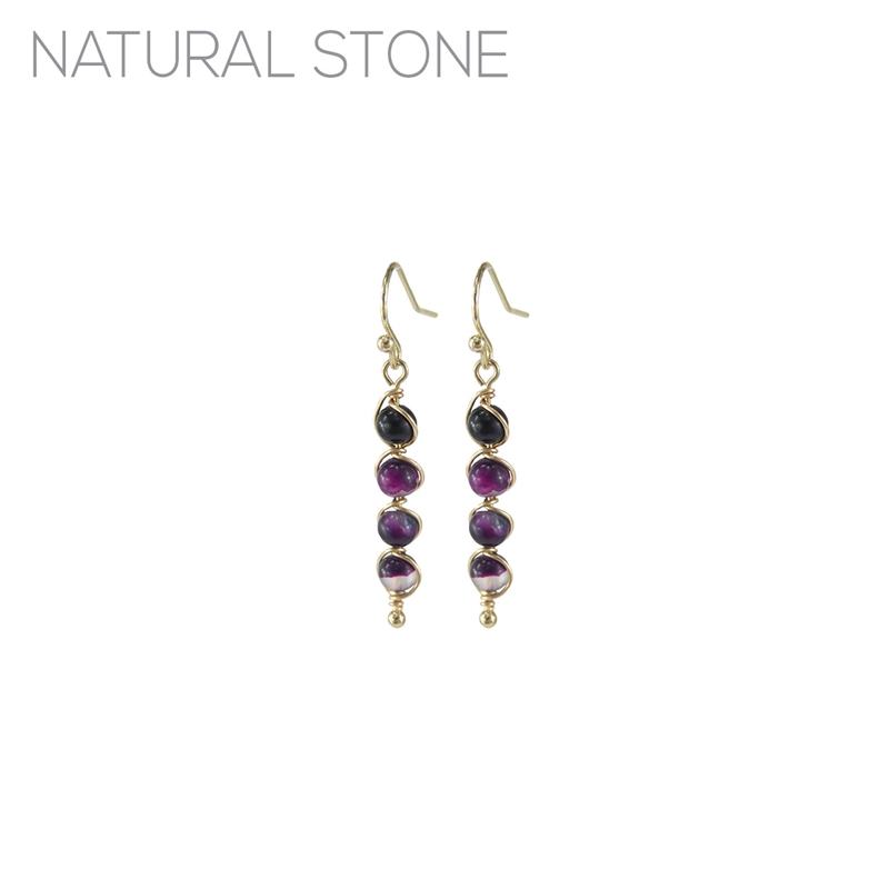 26509 NATURAL STONE LINKED POST EARRINGS