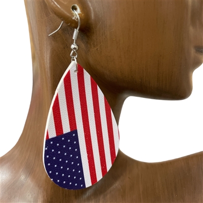 2653MU TAERDROP  AMERICAN FLAG EARRINGS