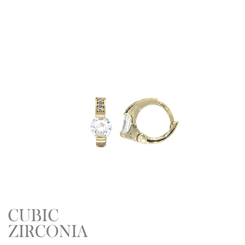 26730CR  SMALL STONE CUBIC ZIRCONIA HUGGIE EARRINGS