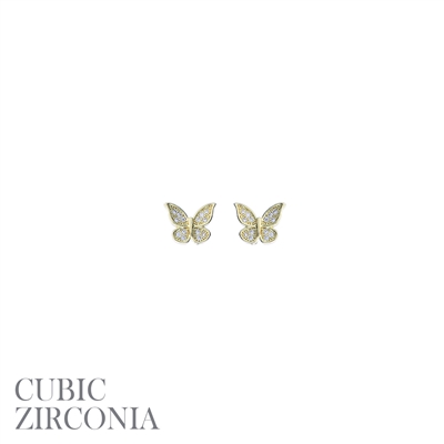 26774 SMALL CUBIC ZIRCONIA BUTTERFLY STUD EARRINGS