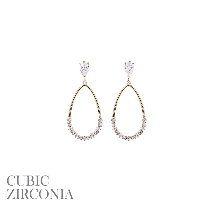 26794CR ANTIQUE TEARDROP CUBIC ZIRCONIA POST EARRINGS