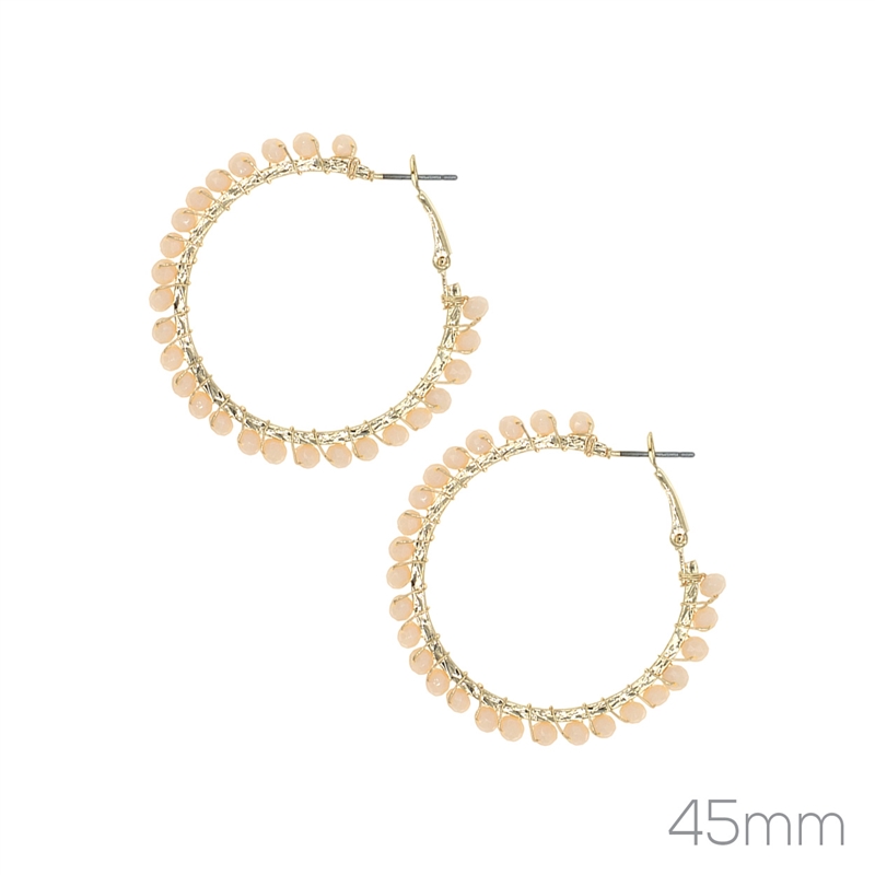 26923 CRYSTAL BEADED GOLD HOOP ER