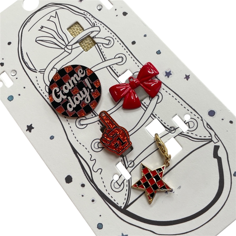 27-0062BK  RED BLACK  GAME DAY  CHARMS SHOES CHARMS