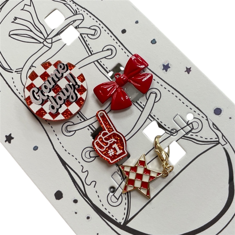27-0062RW  RED BLACK  GAME DAY  CHARMS SHOES CHARMS