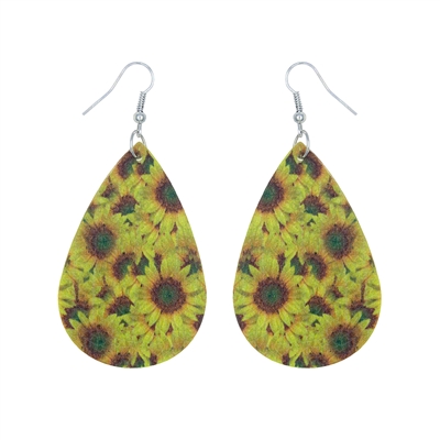 27065 SUNFLOWER PRINT TEARDROP EARRINGS