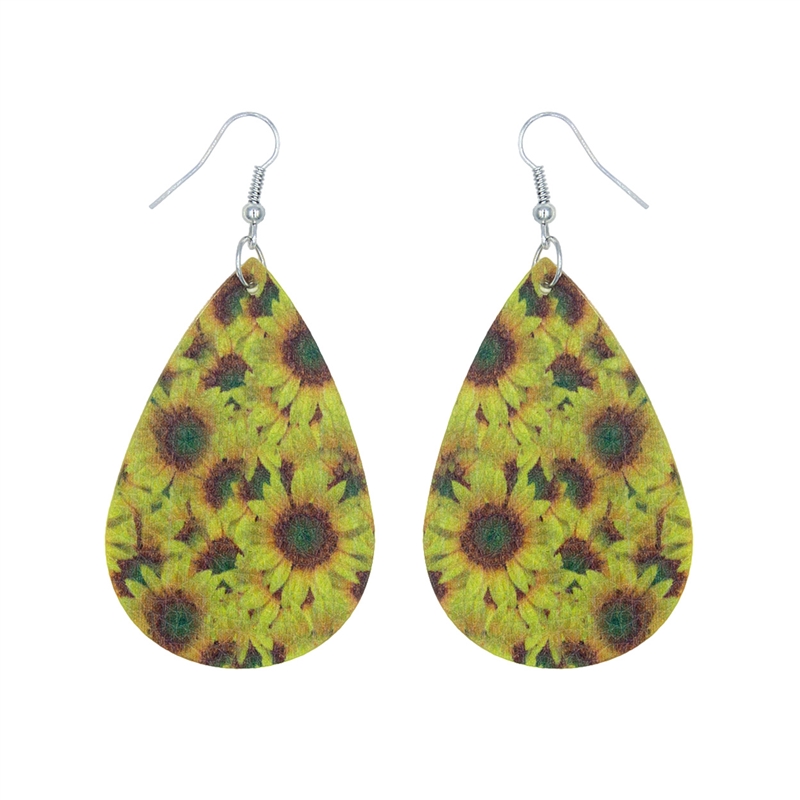 27065 SUNFLOWER PRINT TEARDROP EARRINGS