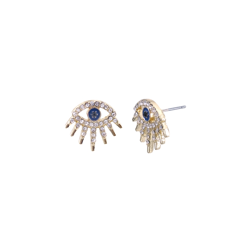 27073CR RHINESTONE EVIL EYE SMALL STUD EARRINGS