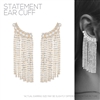 27125CR RHINESTONE & PEARL STATEMENT EARCUFF FRINGE EARRINGS