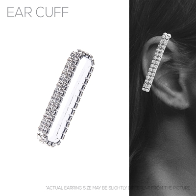 27135 RHINESTONE SILVER 3MM RECTANGLE EAR CUFF