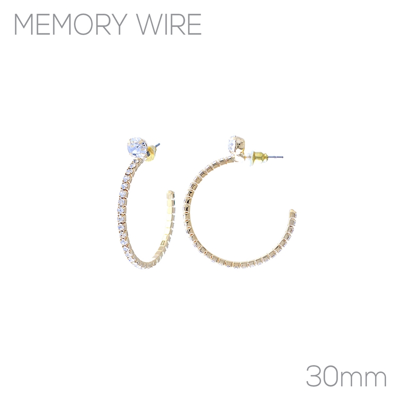 27190-30CR RHINESTONE MEMORY WIRE HOOP EARRING