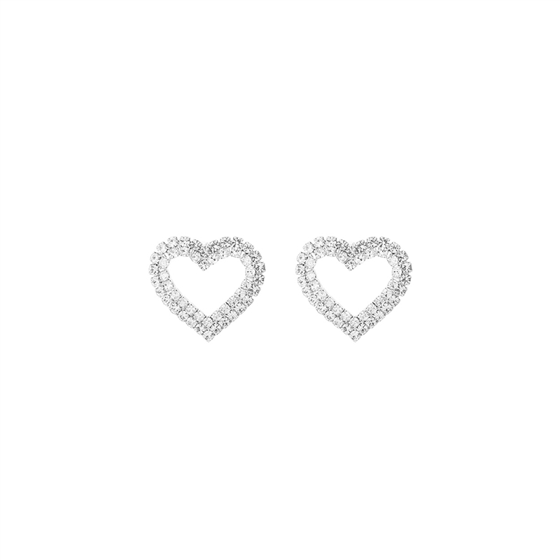 27192VCR SILVER CLEAR RHINESTONE HEART STUD