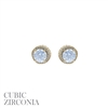 27285 ROUND BUTTON ZIRCONIA STUD EARRING