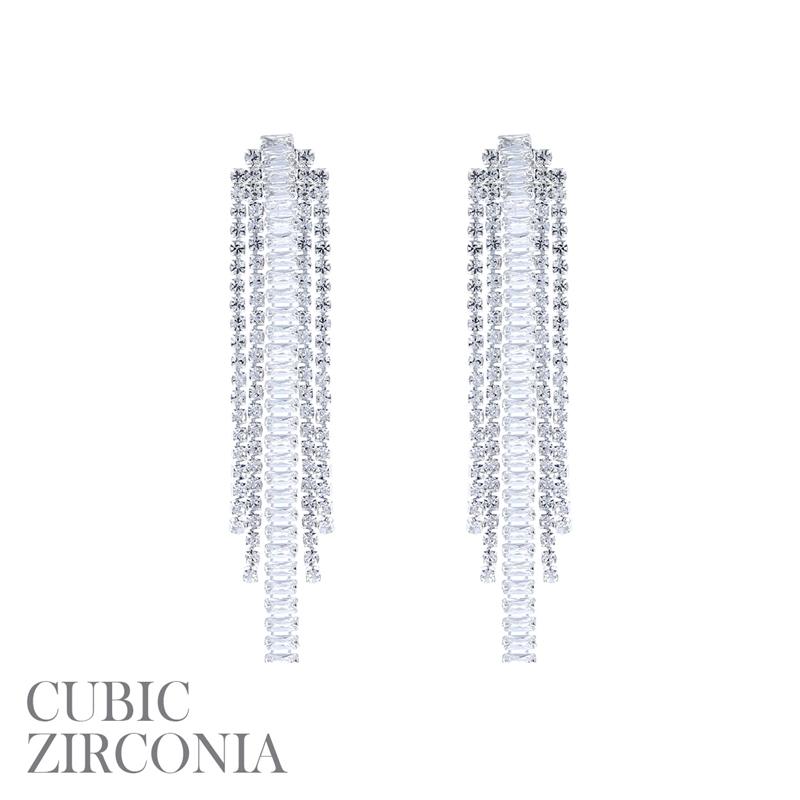 27358CR -S  CASCADING  CUBIC ZIRCONIA RHINESTONE EARRINGS