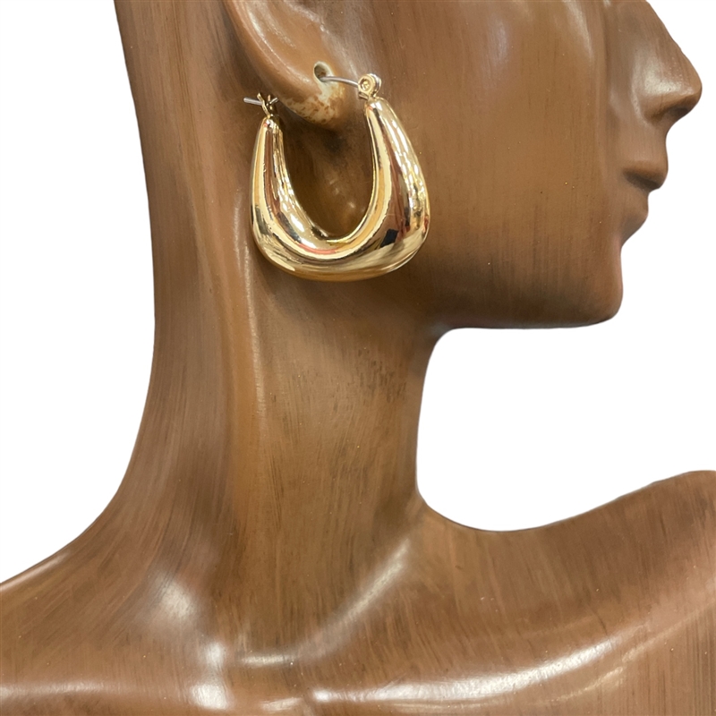 27481  GOLD LIGHTWEIGHT MEDIUM  HOOP EARRINGS