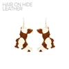 27553 HAIR ON HIDE BROWN COW PATTERN LEATHER BOOT EARRINGS