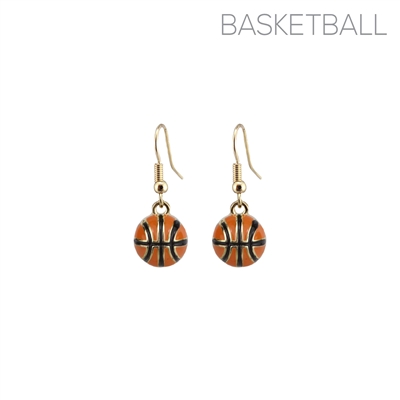 27563 GOLD SMALL BASKETBALL EPOXY DANGLE EARRINGS