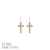 27604 SIMPLE CZ CROSS HOOK EARRINGS