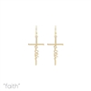 27619 CURSIVE ANTIQUE FAITH CROSS SMALL EARRINGS