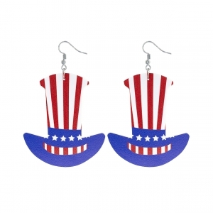 27713-R HAT AMERICAN FLAG  EARRINGS