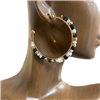 27744 RUBBER DISC BEADED OPEN HOOP EARRINGS