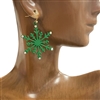 27834G  GREEN  SNOWFLAKE  EARRINGS