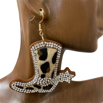 27912LE LEOPARD SUEDE PUFF BOOT EARRINGS