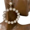 27982 MEDIUM RHINESTONE & PEARL HOOP EARRINGS