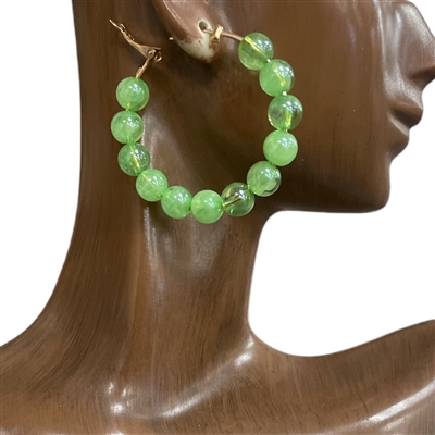 E280M 9MM MEDIUM BEADED ACRYLIC HOOPS