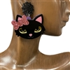 28234 PINK  BLACK CAT FACE  EARRINGS