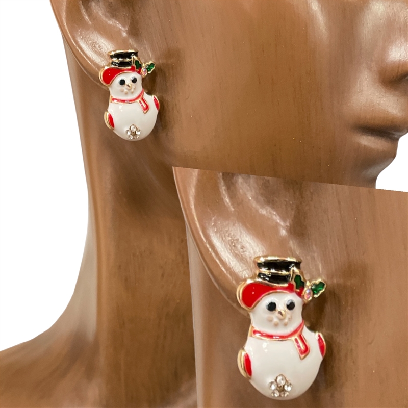 28267 CHRISTMAS SNOWMAN  HEAD EARRINGS