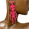 28271PK   PINK SKELETON SKULL  EARRINGS