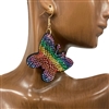 28309 RHINESTONE RAINBOW BUTTERFLY EARRINGS