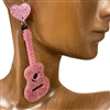 28321  PINK  ACRYLIC GUITAR EARRINGS