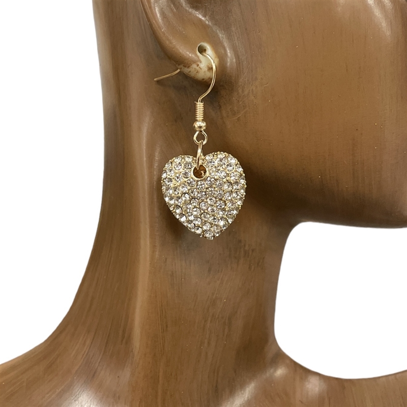 28334VCR RHINESTONE HEART EARRINGS