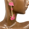 28335  HOT PINK  & GUITAR EARRINGS