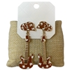 28336 COWBOY HAT AND GUITAR COW PRINT DANGLE EARRINGS