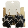 28356B BLING PUFF BLACK PAW EARRINGS