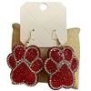 28356R BLING PUFF RED PAW EARRINGS