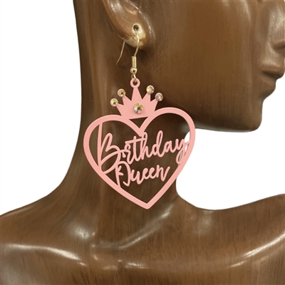 28388 BIRTHDAY QUEEN  METTAL EARRINGS