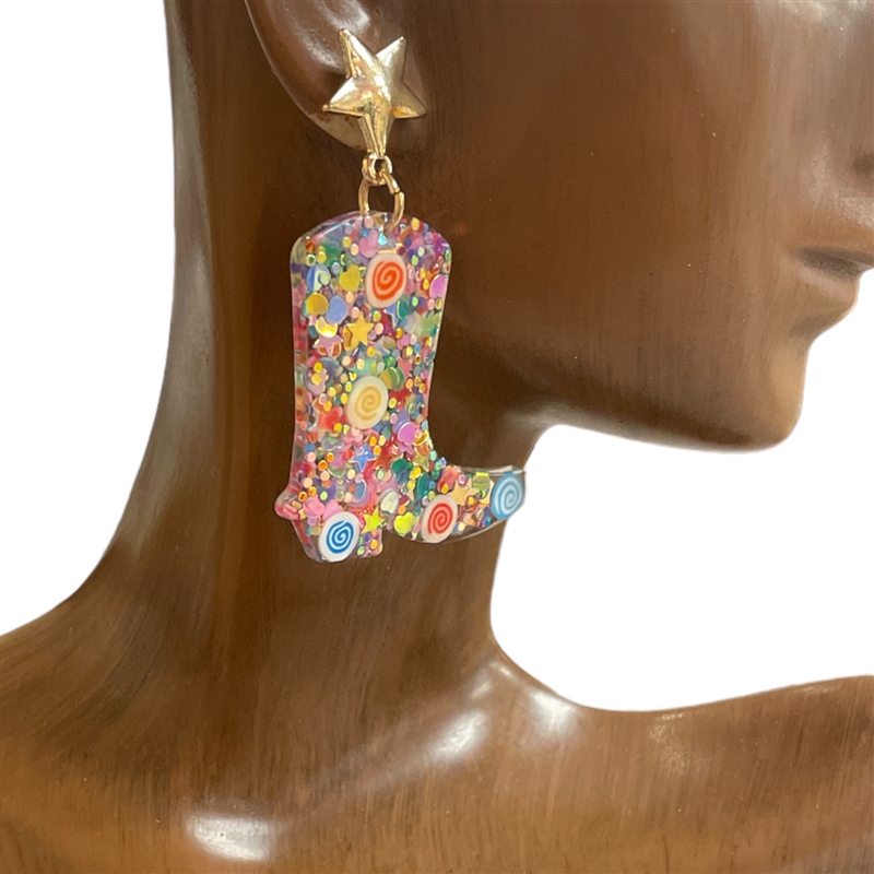 28393 MULTI COLOR BOOT EARRINGS