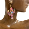 28451 ACRYLIC MULTI COLOR CACTUS EARRINGS