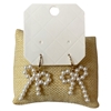 28567 PEARL BOW DROP HUGGIE EARRINGS
