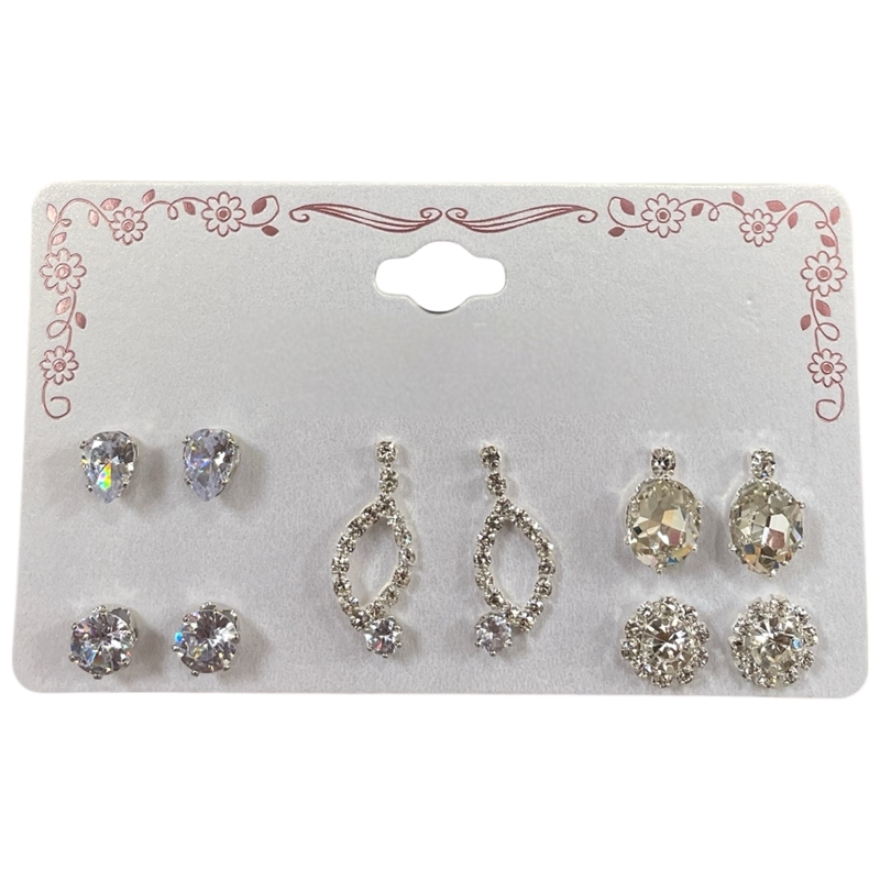28737  5PCS SET RHINESTONE STUD EARRINGS