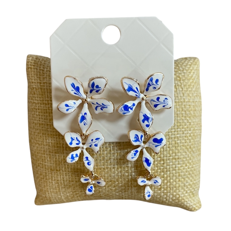 28856 3 FLOWERS DANGLE STUD EARRINGS