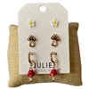 28888 SMALL MUSHROOMS 3PC SET STUD EARRINGS